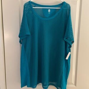 Avenue Teal Mesh Women's Blouse
